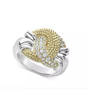 Sterling Silver &18K Gold Caviar Luxe Diamond Large Knot Ring from LAGOS Size 7